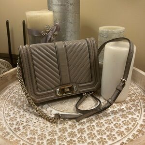 Rebecca Minkoff Quilted Chevron Crossbody Bag - Taupe Gray
